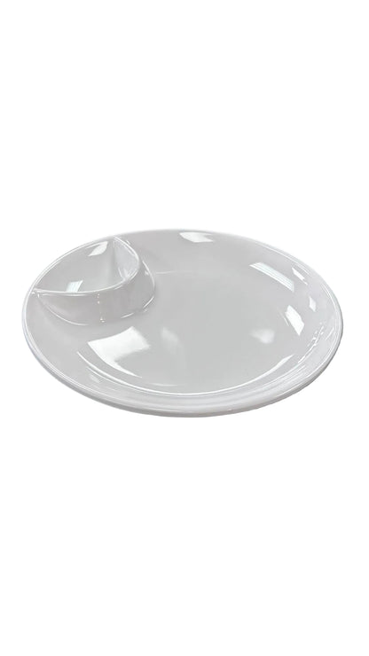 Assiette double treillis blanche en mélamine de 20 cm