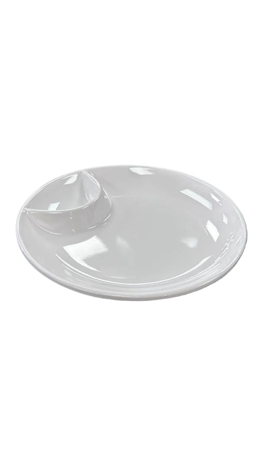 Assiette double treillis blanche en mélamine de 20 cm