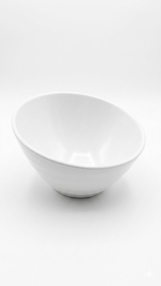 Melamine White Tilted Mouth Bowl (Small / Medium / Large)