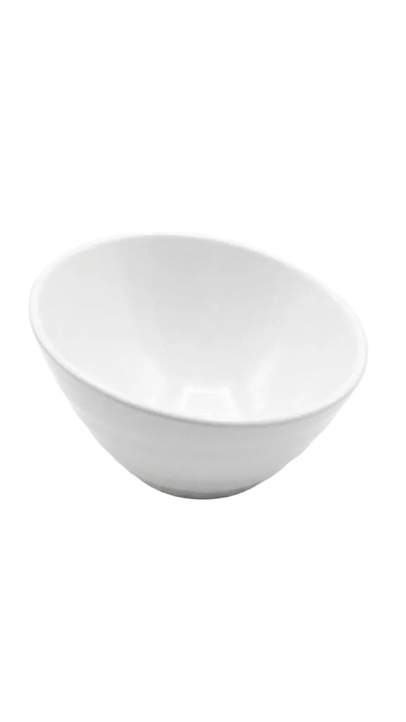 Bol à bouche inclinée en mélamine blanche (petit/moyen/grand)