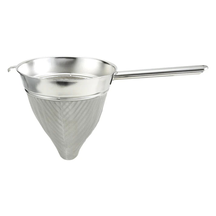 WINCO Hollow Handle Stainless Steel Bouillon Strainer with Extra Fine Mesh - 10"