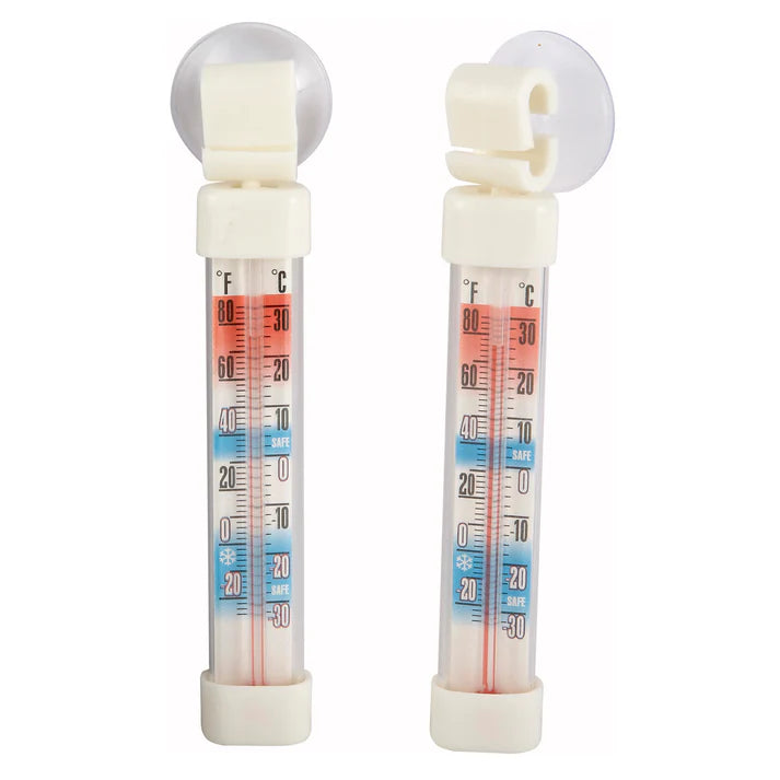 WINCO Refrigerator/Freezer Thermometer, Suction Cup, 2 Pack