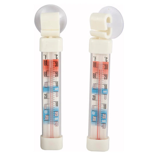 WINCO Refrigerator/Freezer Thermometer, Suction Cup, 2 Pack