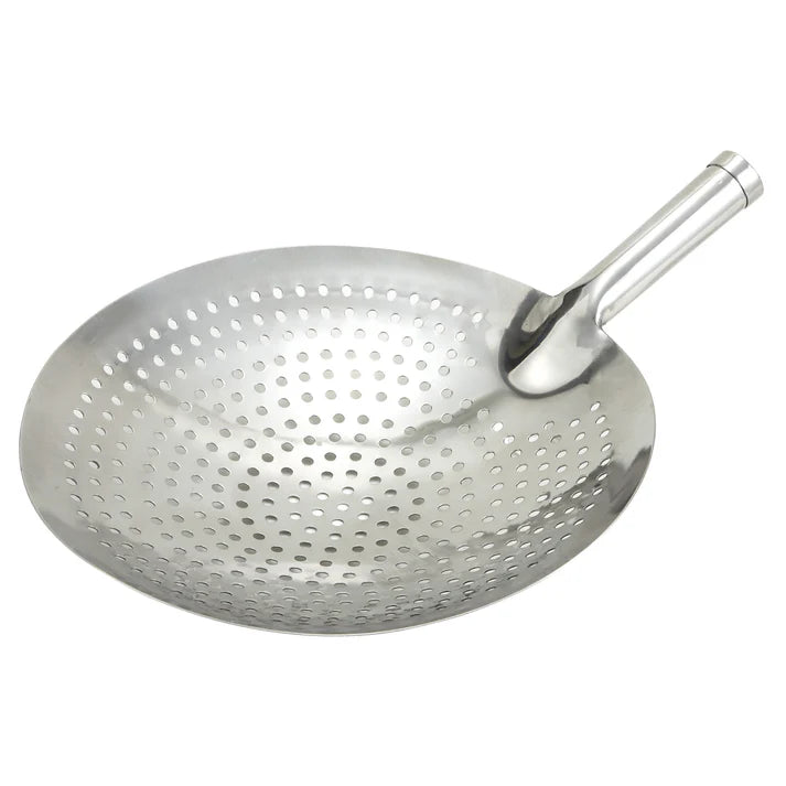 Winco 12" Extra Strength Short Handle Skimmer, Stainless Steel