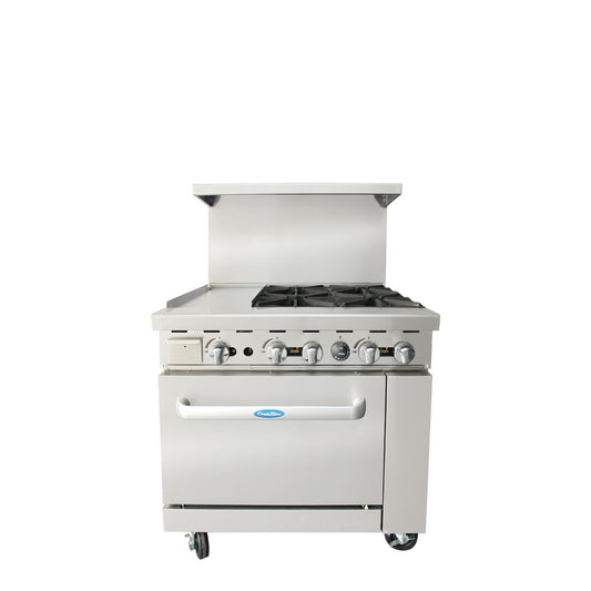 ATOSA 36'' NATURAL GAS RANGE OVEN W/ 12'' GRIDDLE TOP(LEFT)