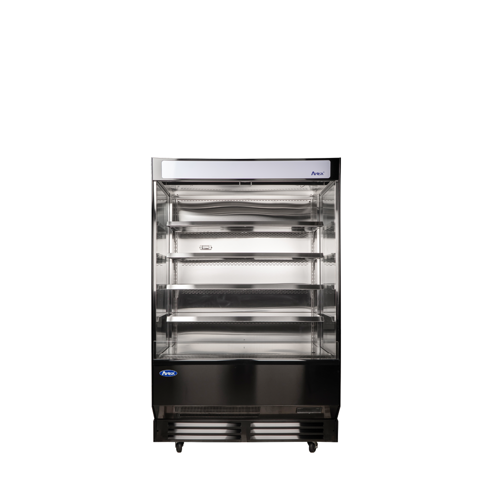 Open-door view of Atosa AOM-50B 50″ Open Air Merchandiser