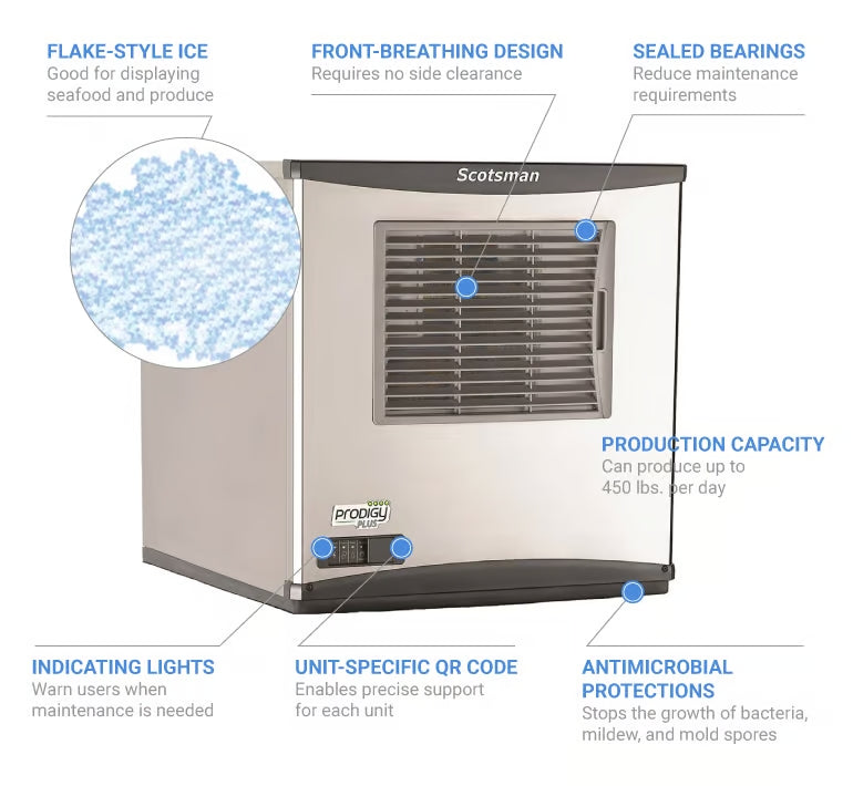 SCOTSMAN 22'' PRODIGY PLUS AIR COOLED FLAKE ICE MACHINE - 450LB