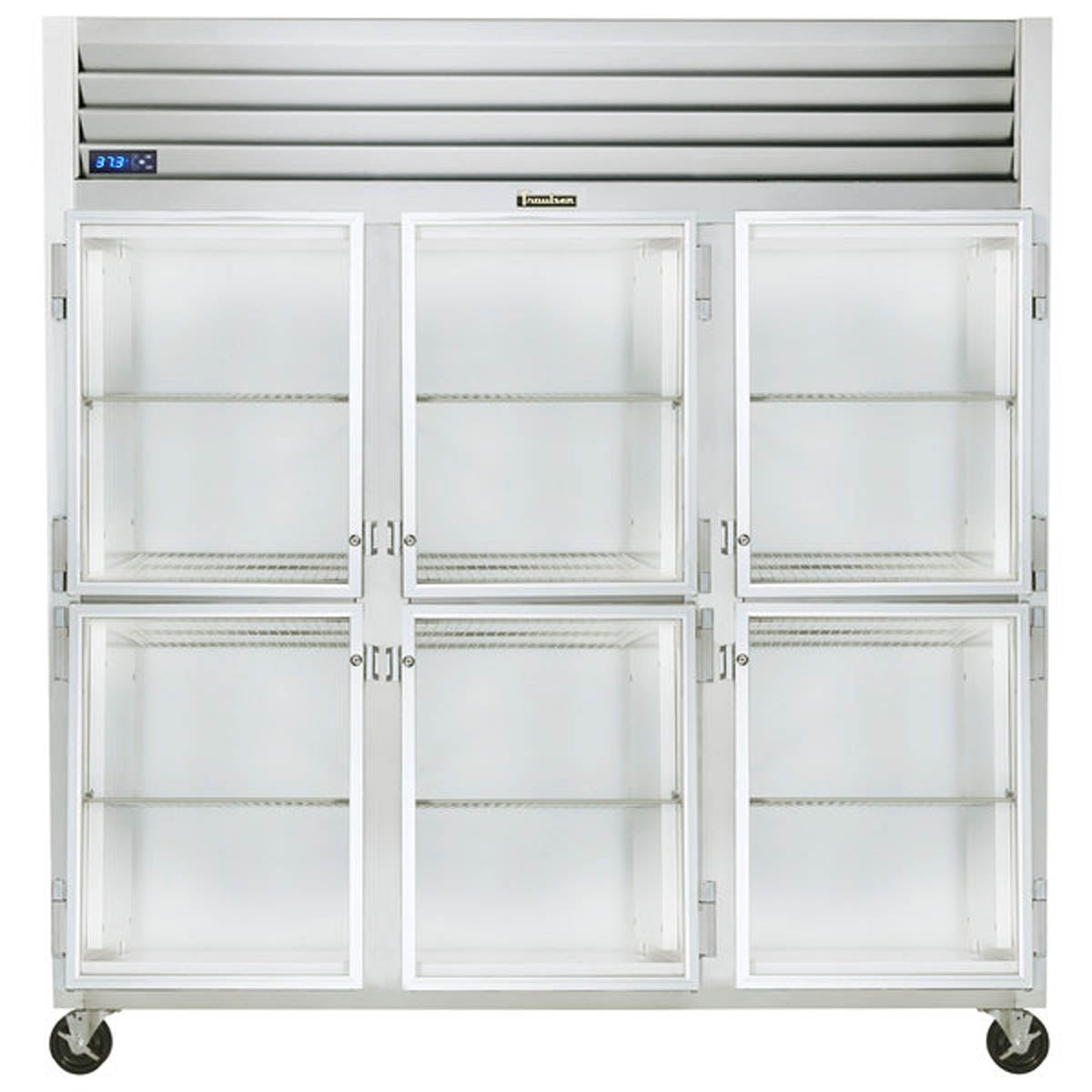 Réfrigérateur vertical Traulsen 76'' à demi-portes (Portes vitrées : Gauche/Droite/Droite)