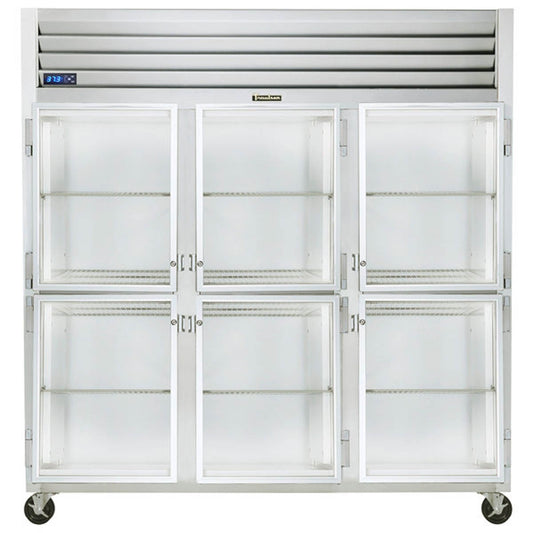 TRAULSEN 76''  HALF DOOR REACH-IN REFRIGERATOR (GLASS DOORS:LEFT/RIGHT/RIGHT)