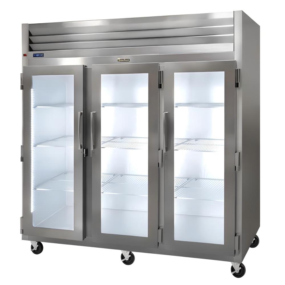 TRAULSEN  76'' REACH IN REFRIGERATOR (GLASS DOORS:LEFT/RIGHT/RIGHT)