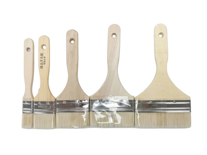 Wood & Wool Bristle 1" - 5" Flat Pastry Brush (WBRP Series)