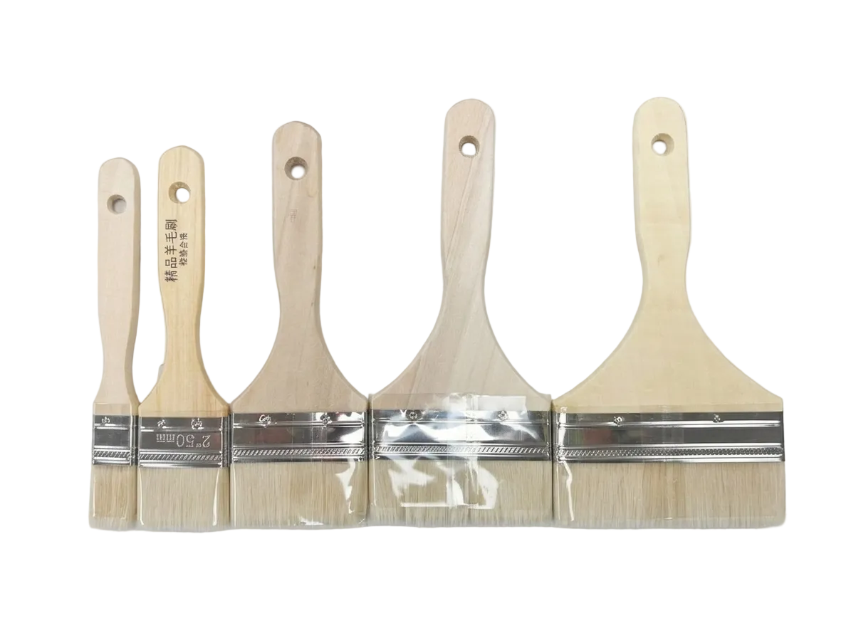 Wood & Wool Bristle 1" - 5" Flat Pastry Brush (WBRP Series)
