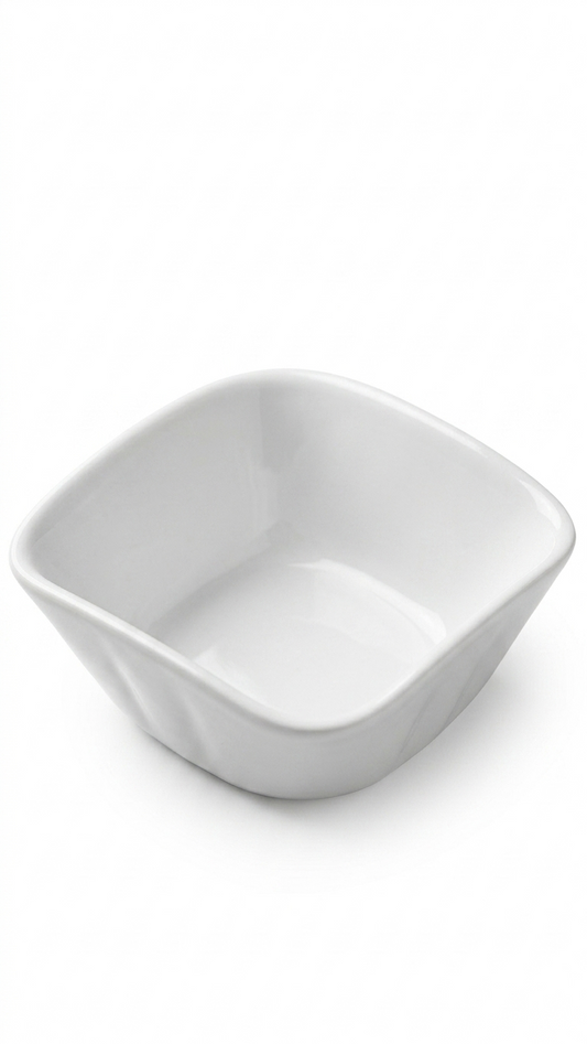Bol carré en mélamine blanc 3,5" x 3,5"