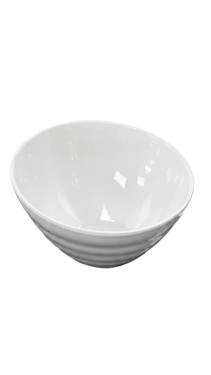 Bol à bouche inclinée en mélamine blanche (petit/moyen/grand)