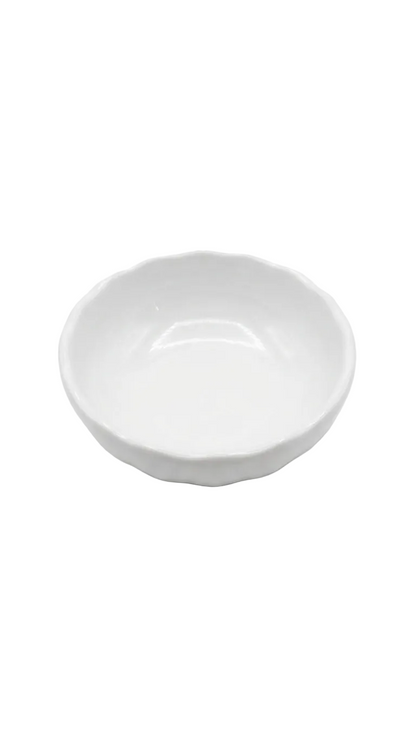 Melamine 3.75" White Scalloped Sauce Bowl
