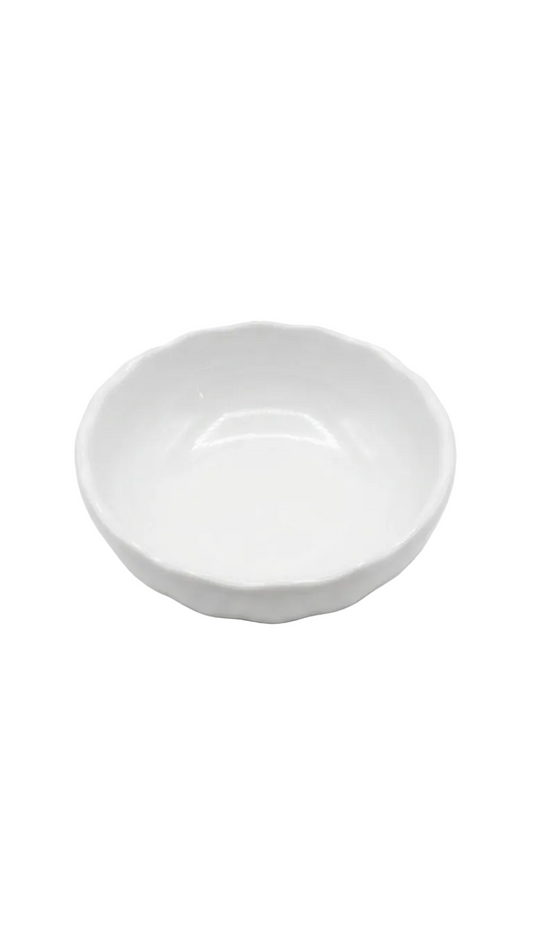 Bol à sauce festonné blanc en mélamine de 9,5 cm