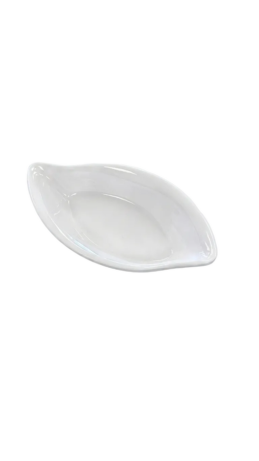 Assiette en mélamine blanche en forme de feuille