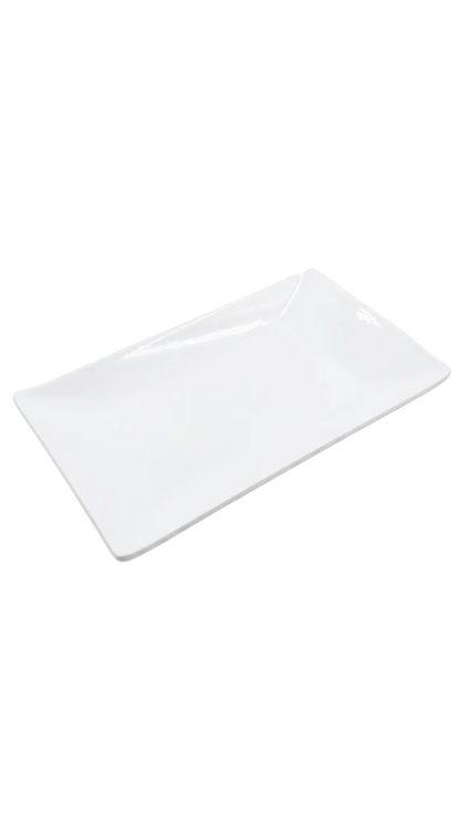 Plat rectangulaire blanc en mélamine de 29 cm