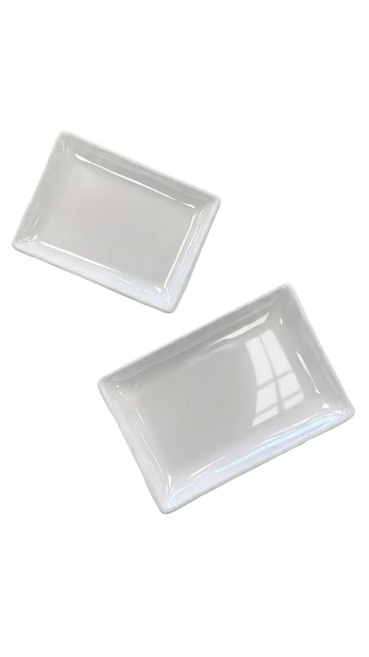 Assiette rectangulaire en mélamine blanche (30,5 cm, 35,5 cm)
