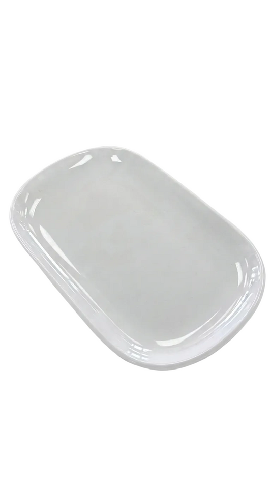 Assiette rectangulaire blanche en mélamine de 21,5 cm
