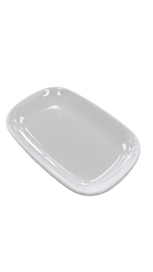 Assiette rectangulaire blanche en mélamine de 17,78 cm