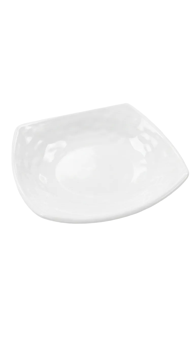 Melamine 7.4" White Pocking Tetragonal Plate