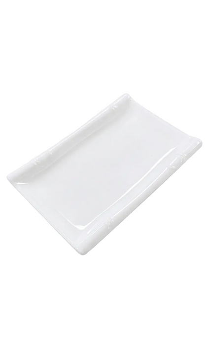Assiette rectangulaire en mélamine blanche de 16,9 cm