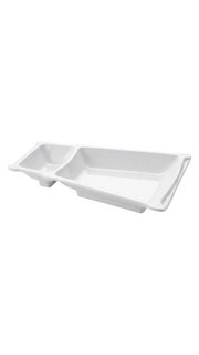 Melamine 9" x 5.75" Two-Compartment Asymmetrical Service Plate