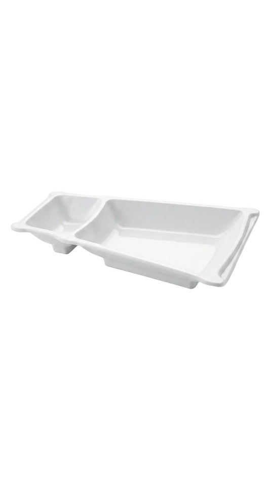 Melamine Two-Compartment Asymmetrical Service Plate