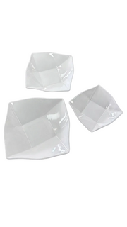 Melamine White Twisted Square Bowl