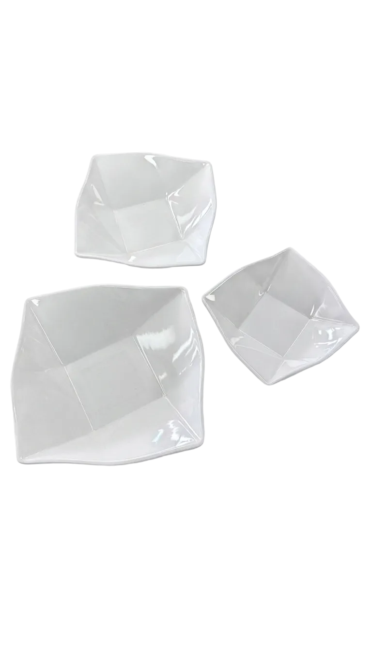 Melamine White Twisted Square Bowl