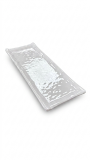 Melamine 10.25" White Rectangular Hammered Platter