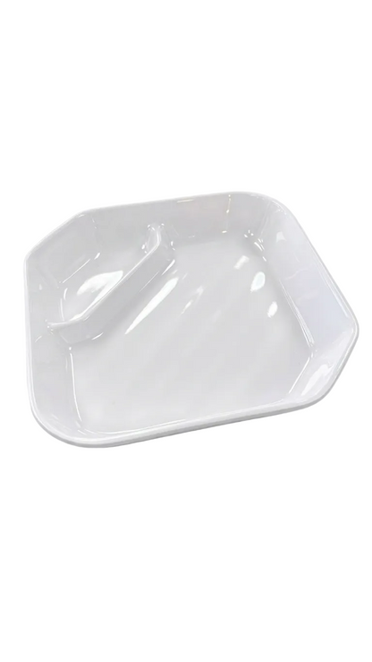 Assiette carrée double en mélamine blanche de 19,7 cm