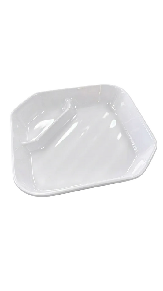 Assiette carrée double en mélamine blanche de 19,7 cm