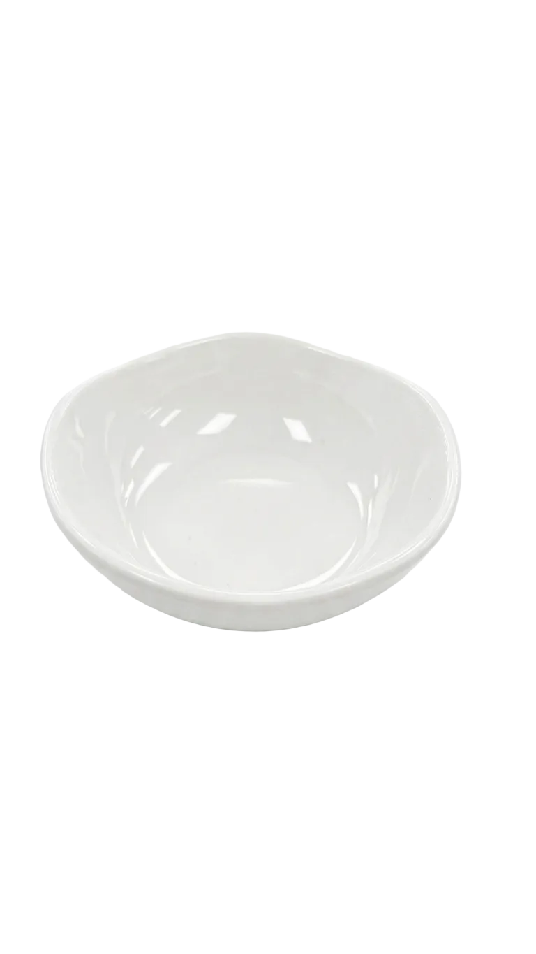 Melamine 3.5" Shiny White Flower Edge Sauce Dish
