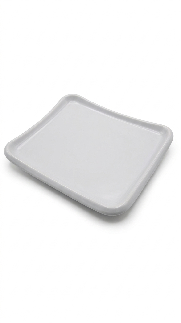 Assiette rectangulaire en mélamine blanche 14 x 12 cm