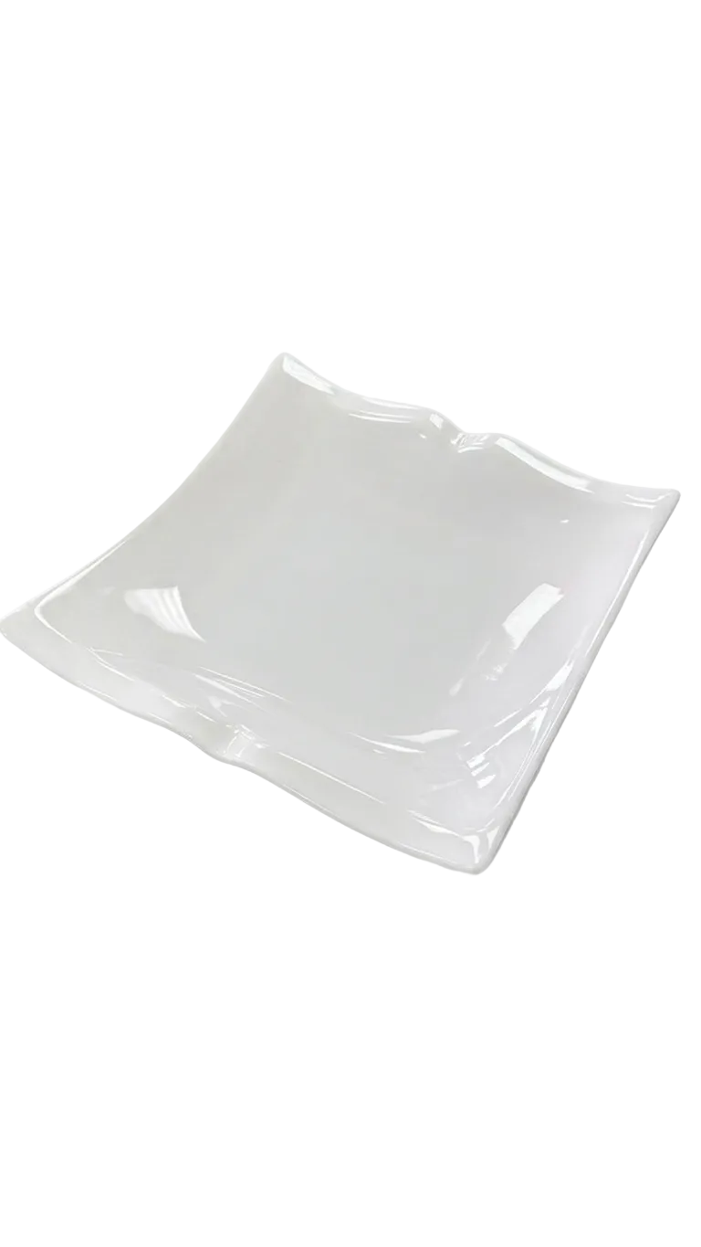 Melamine 10" White Square Wave Plate