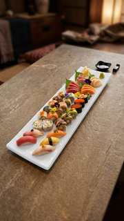 Melamine 20.25" X 6.25" White Long Sushi Plate