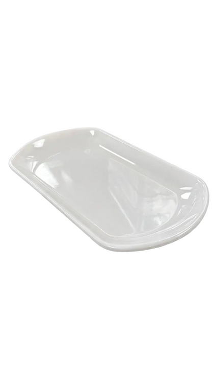 Assiette rectangulaire en mélamine blanche de 25 cm