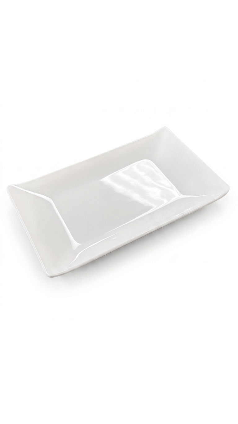 Melamine 9" White Rectangular Plate