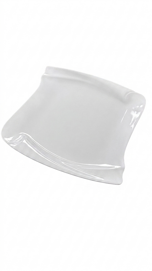 Melamine 11.7" White Square Wave Plate