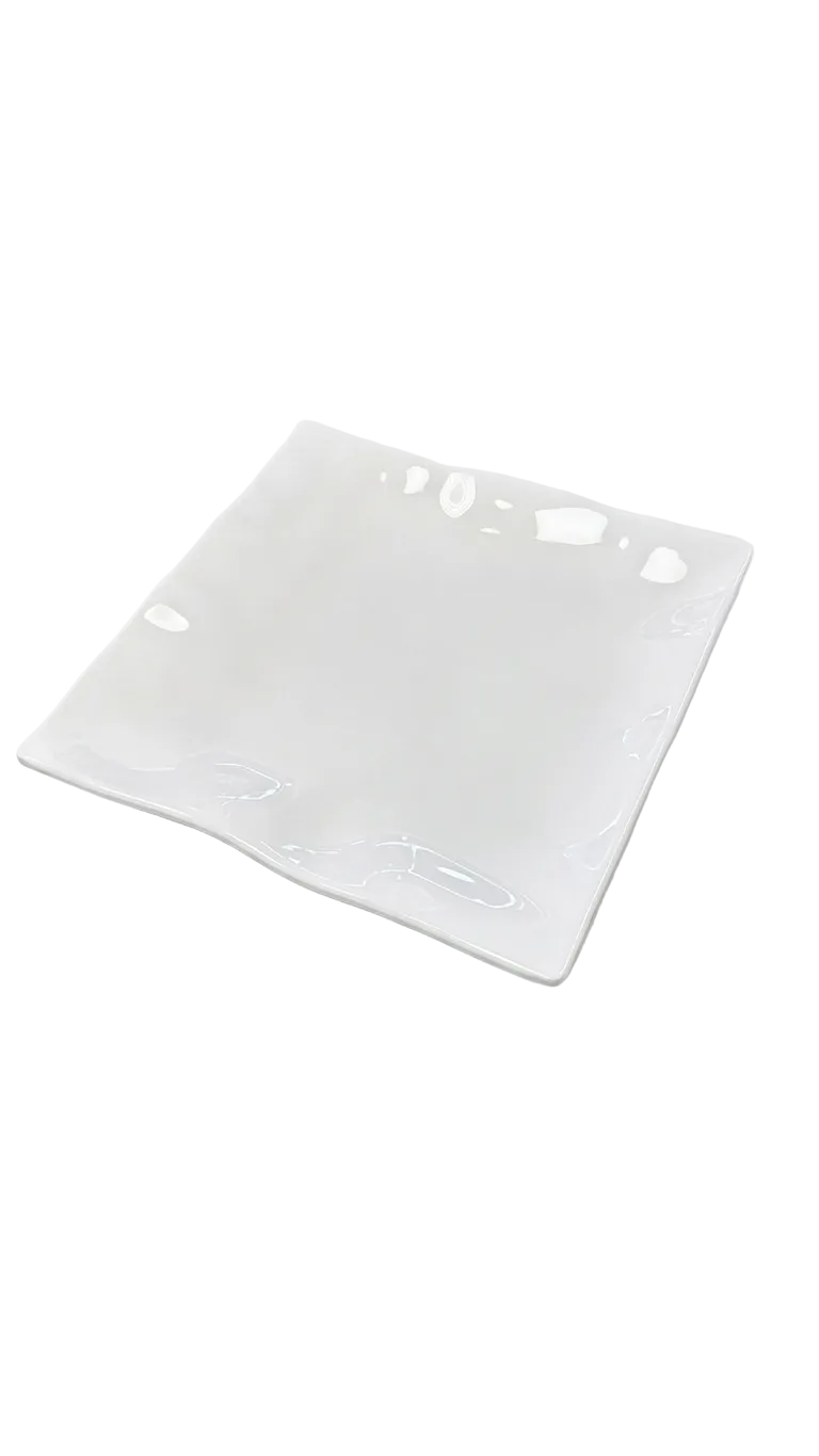 Assiettes carrées en mélamine blanches (P-G)