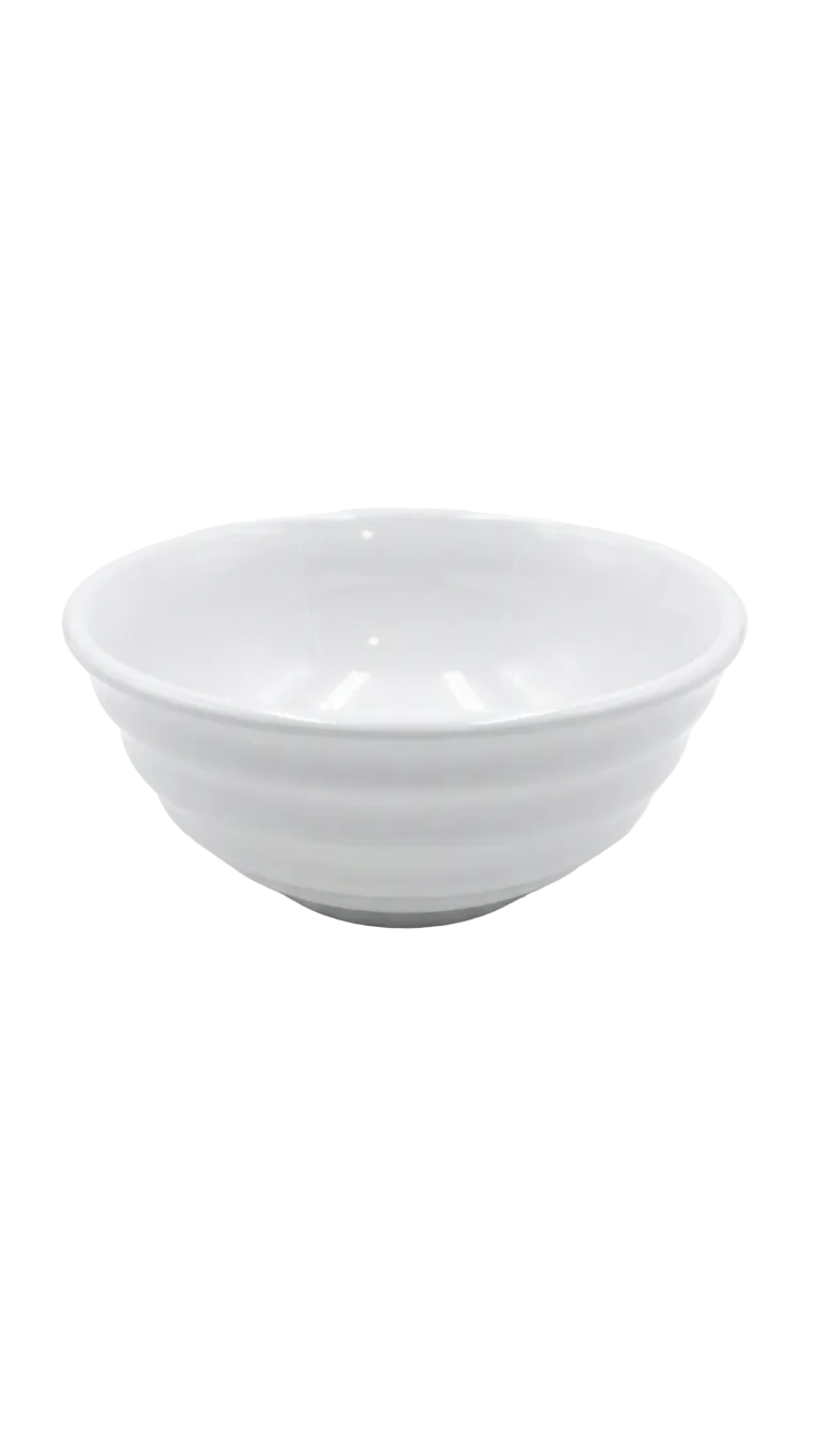 Melamine 4.5" White Round Rice Bowl With Whorl