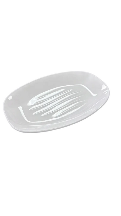 Assiette ovale blanche en mélamine de 8 po
