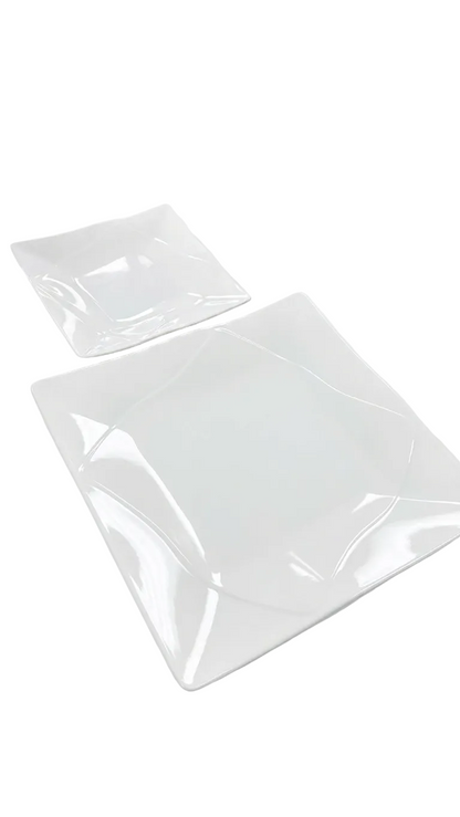 Melamine White Square Plate With Inner Diamond (Small / Large)
