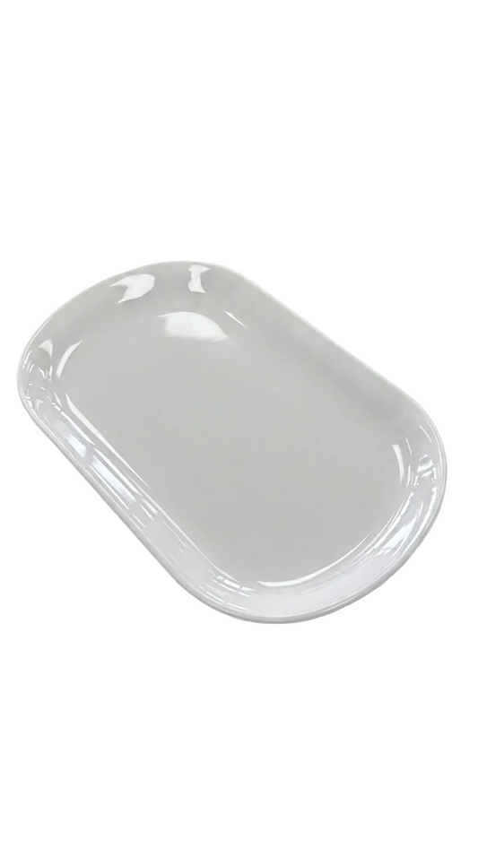 Assiette rectangulaire blanche en mélamine 20,5 cm