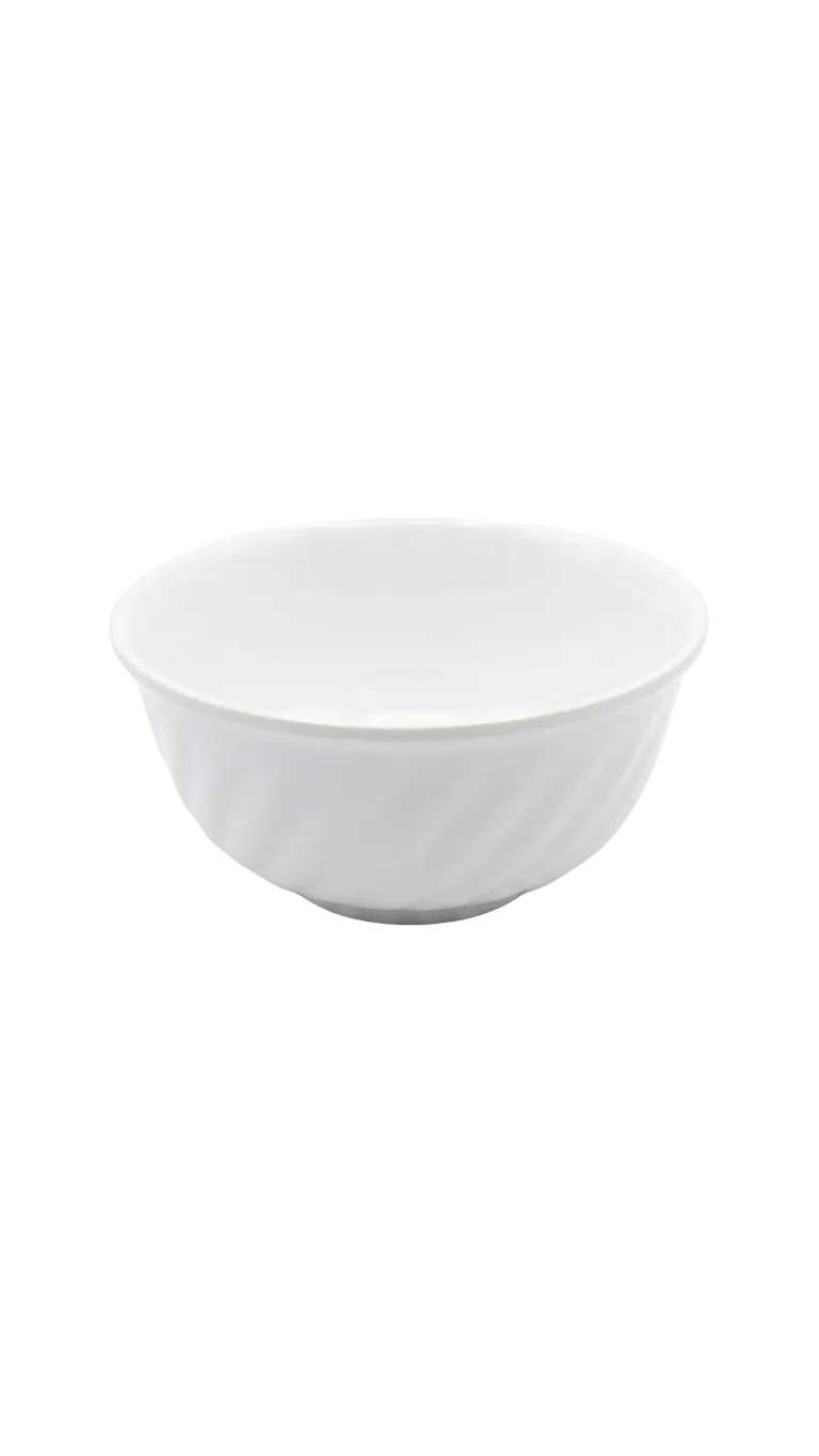 Melamine 4.5" White Round Bowl With Spiral