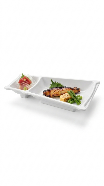 Melamine Two-Compartment Asymmetrical Service Plate