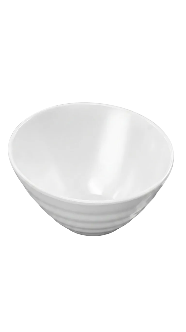 Bol à bouche inclinée en mélamine blanche (petit/moyen/grand)