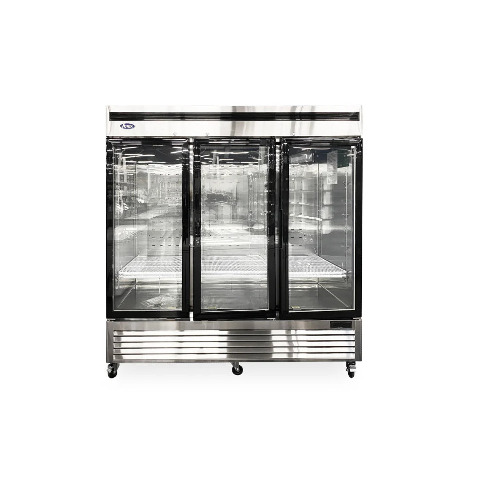 Atosa 82'' Bottom Mount 3 Glass Door Reach-In Refrigerator